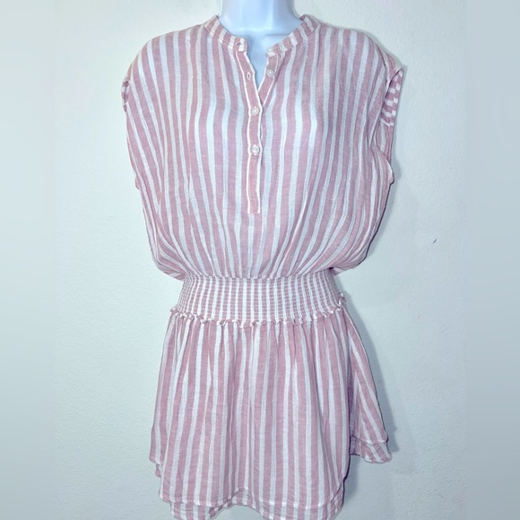 Rails Pink and White Boxy Blouse with Mandarin Collar - Picture 1 of 7